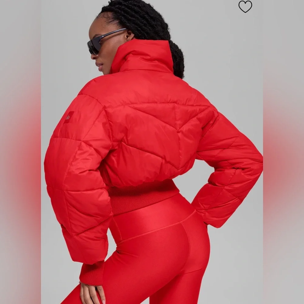 ALO Yoga NWT Cropped Atmosphere Puffer Bright Red Size L